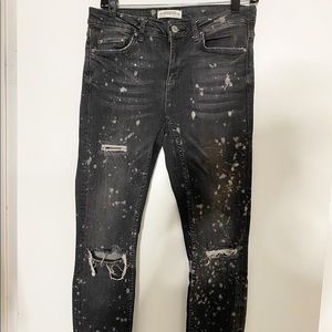 Zara skinny jeans bleach distressed